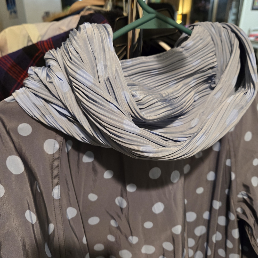 Mycra Pac Gray/Blue Polka Dot Rain Coat - Picture 5 of 6